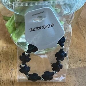 Black Turtle Semi precious Stretch Bracelet